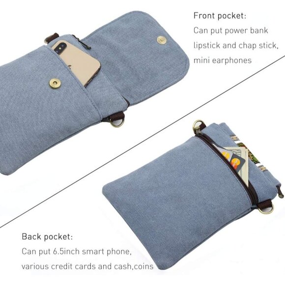 Women's Light Blue Vintage Embroidered Cute Mini Cross Body Bag Small Handbags - Picture 4 of 6